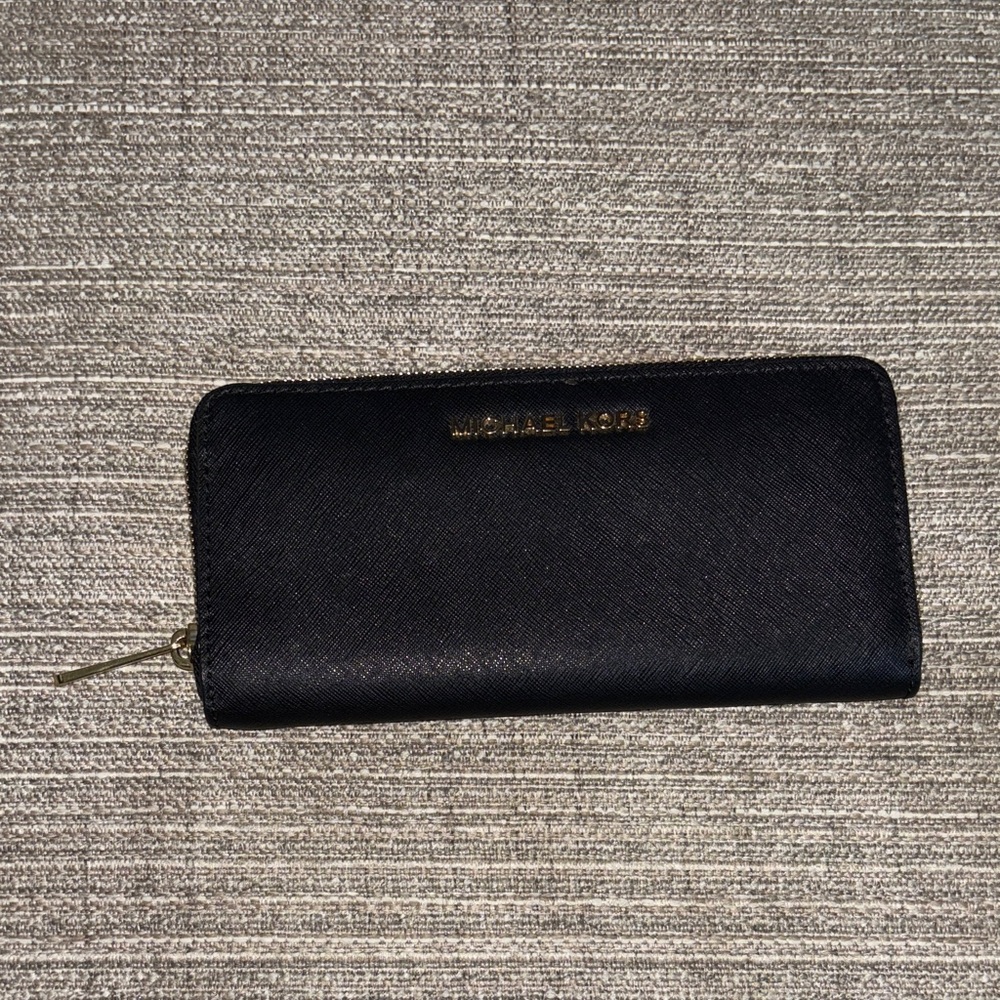 Michael Kors Black Zip-Around Wallet